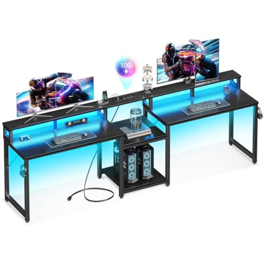 Desk Setup L Shaped - Mesa de jogos para 2 pessoas,