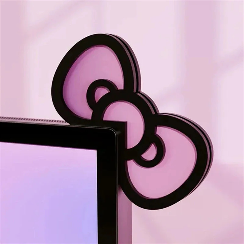 Setup Desk Monitor - Kawaii rosa acrílico arco monitor decoração