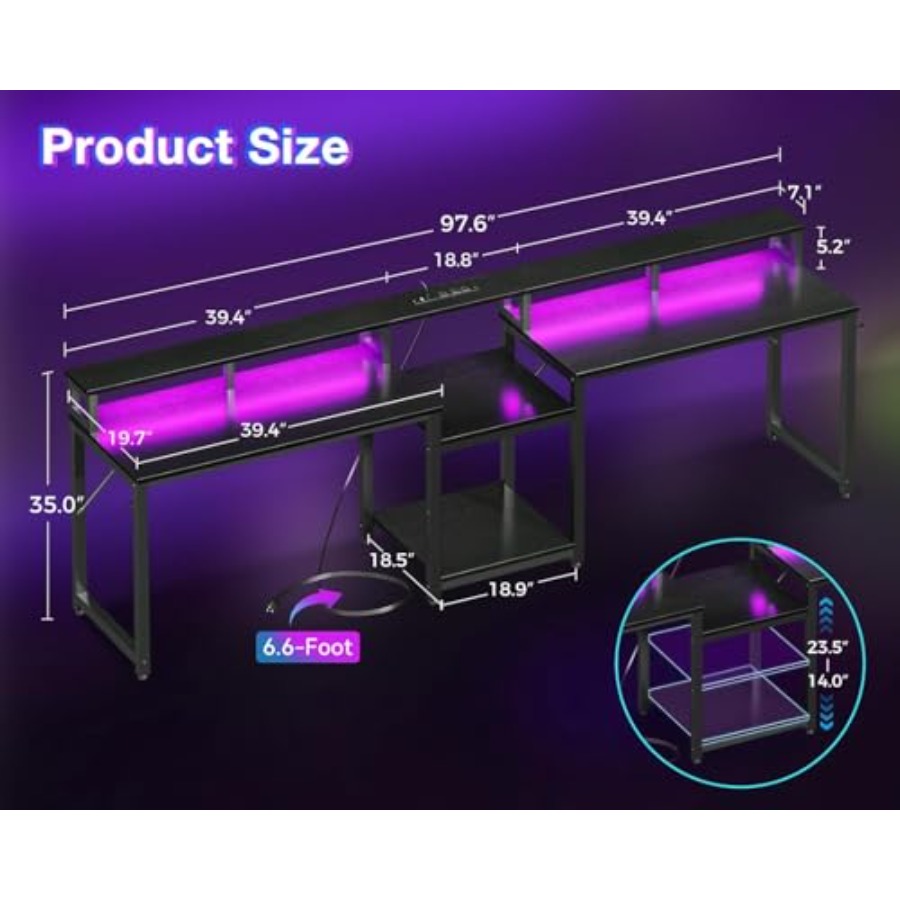 Mesa de jogos para 2 pessoas,  - Desk Setup L Shaped avaliação e preço