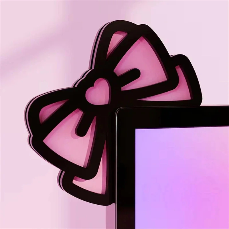 Kawaii rosa acrílico arco moni - Setup Desk Monitor avaliação e preço