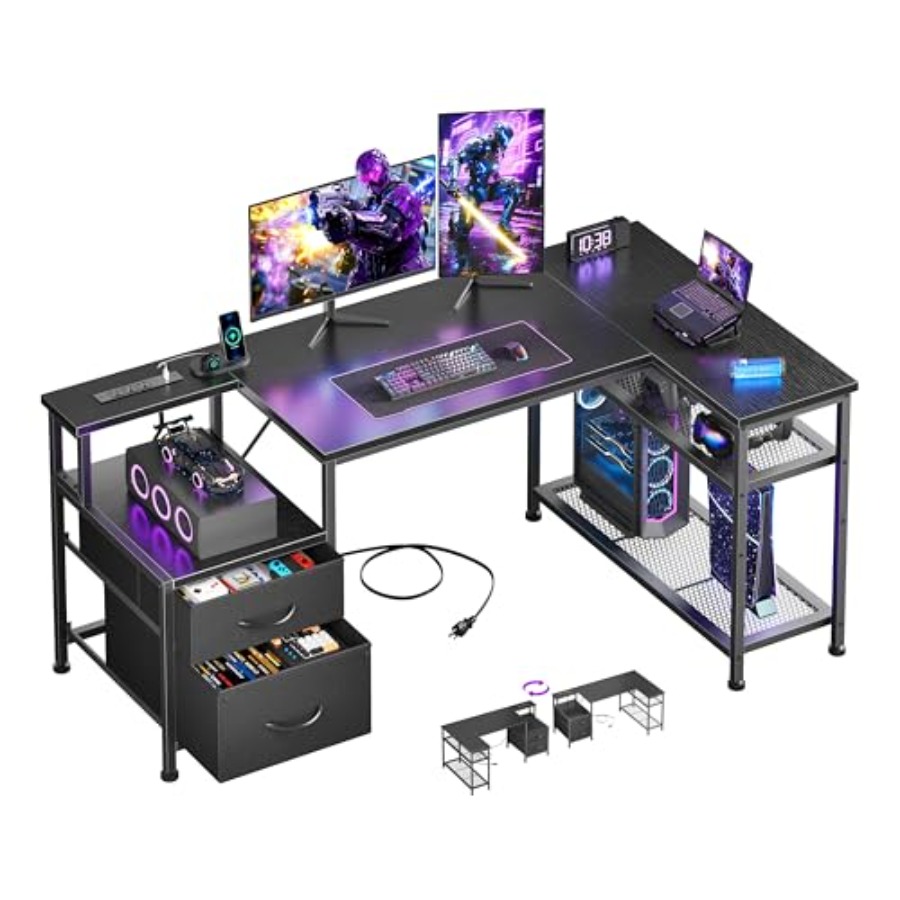 Mesa de jogos em formato de L, - Desk Setup L Shaped avaliação e preço