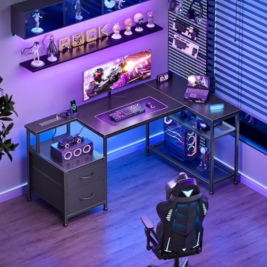 Mesa de jogos em formato de L, - Desk Setup L Shaped avaliação e preço