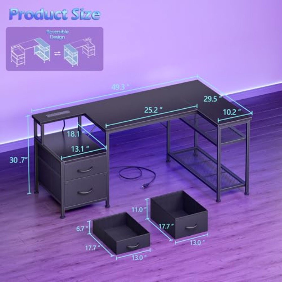 Mesa de jogos em formato de L, - Desk Setup L Shaped avaliação e preço